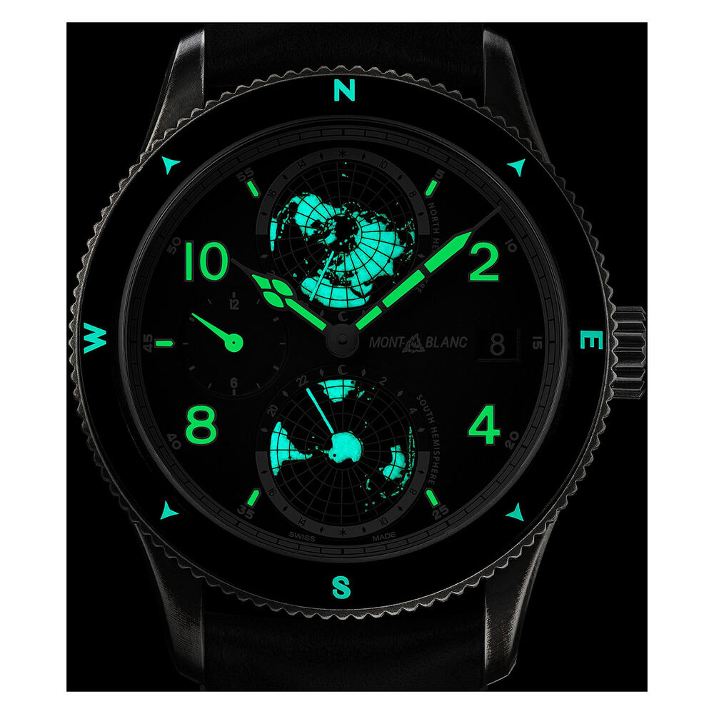 Montblanc 1858 Geosphere Ultra-Black LE858 Black Dial Black Strap Watch image number 2