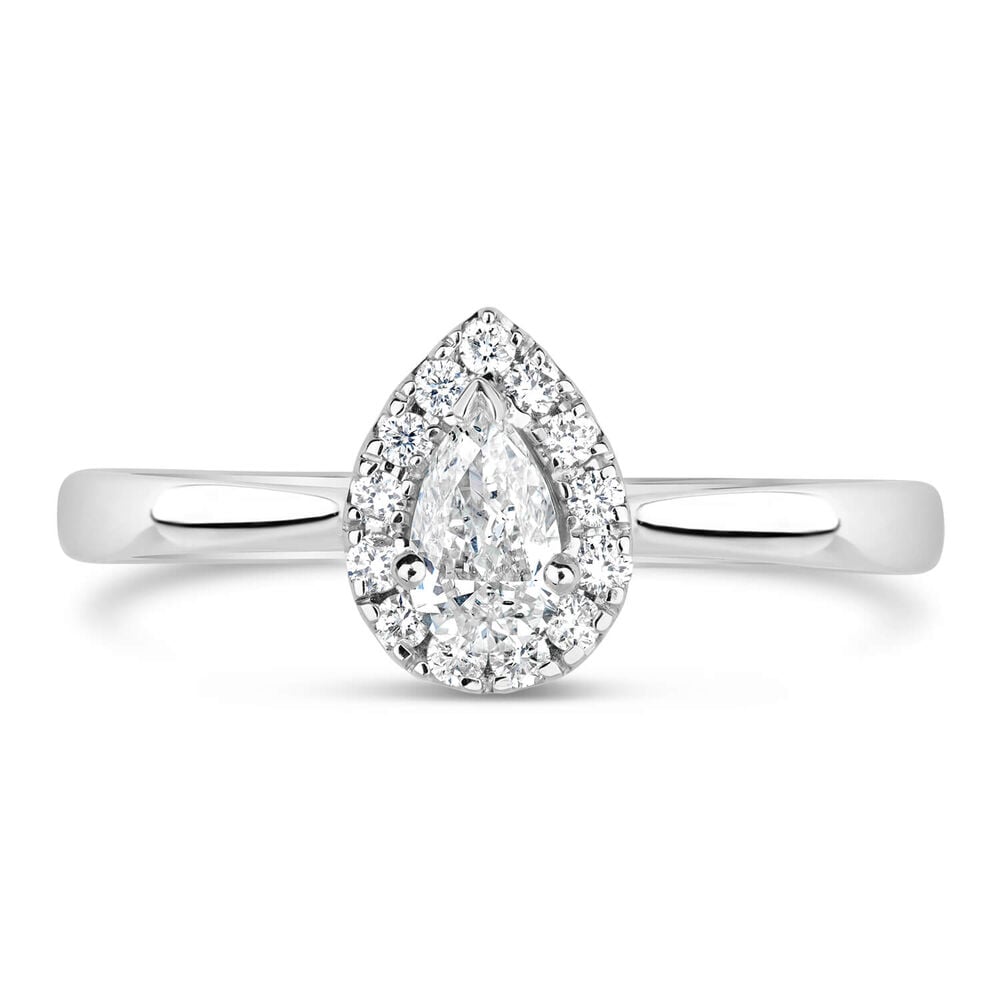 9ct White Gold 0.25ct Diamond Pear Cut Halo Ring
