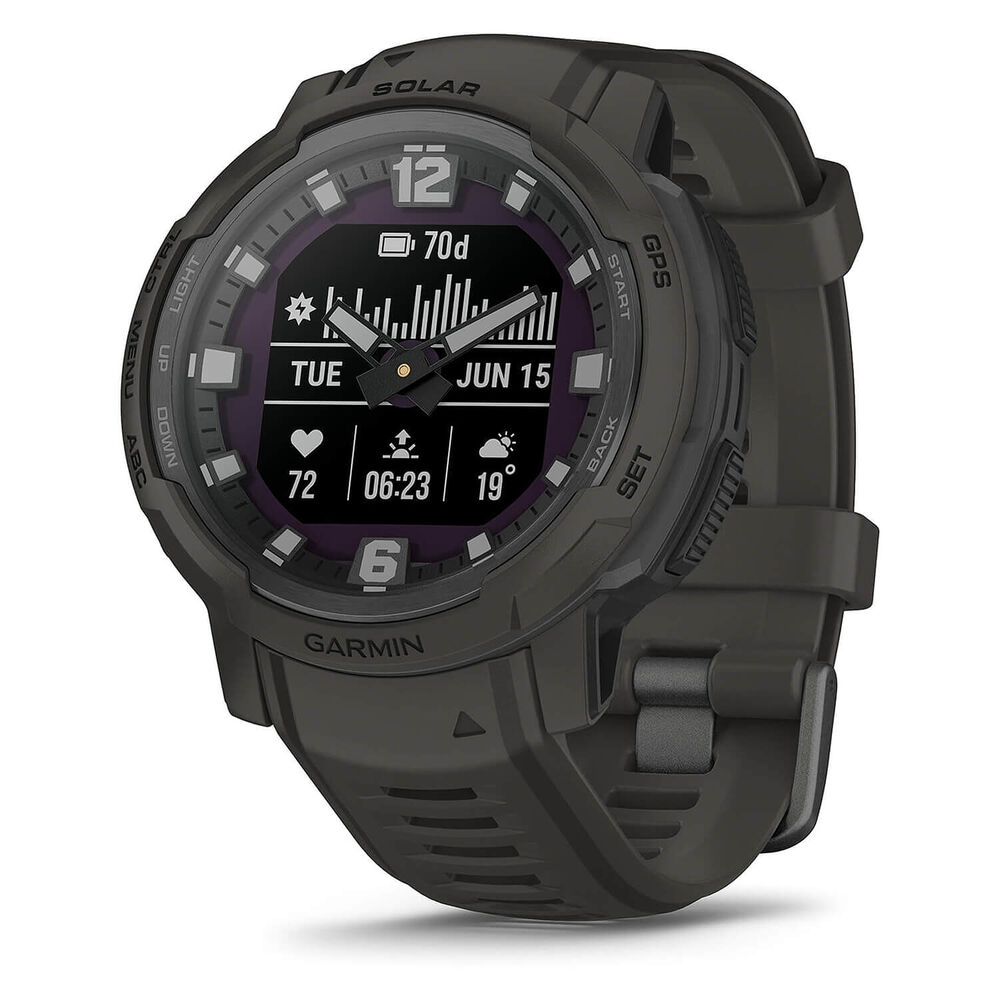 Garmin Instinct Crossover Solar Graphite 45mm Black Silicone Strap Watch