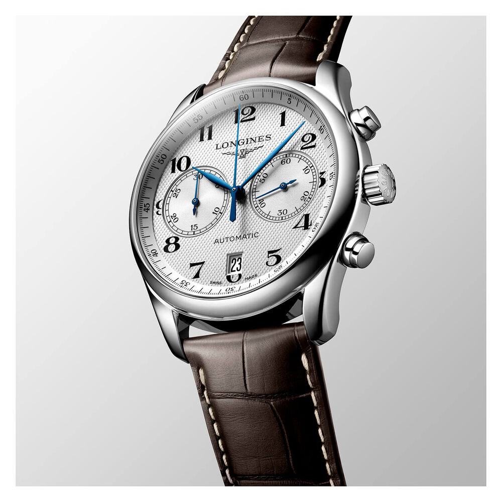 Longines Master Collection Collection automatic chronograph brown strap watch image number 3