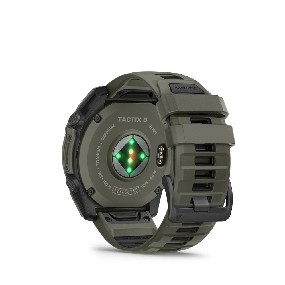 Garmin tactix 8 AMOLED Cerakote 51mm Olive Green Silicone Strap Watch image number 5