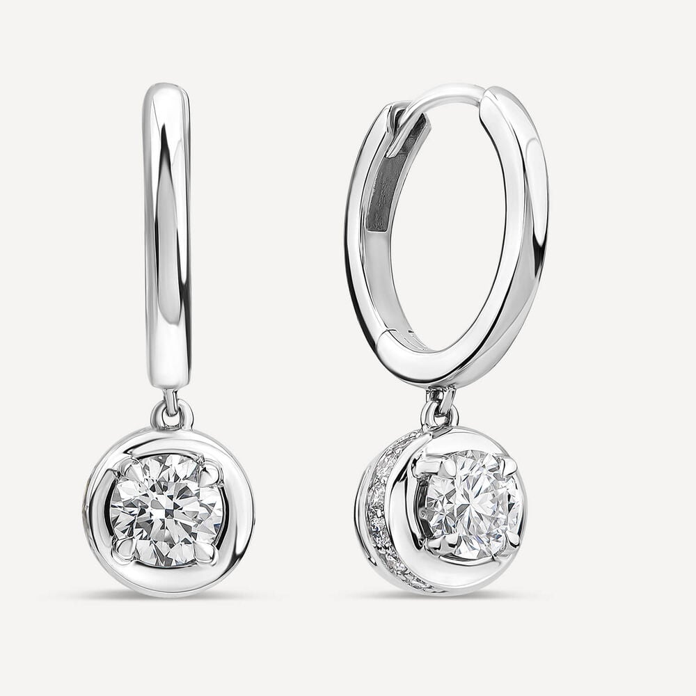 Born Orbit 9ct White Gold Lab Grown 0.80ct Round Diamond Drop Earrings