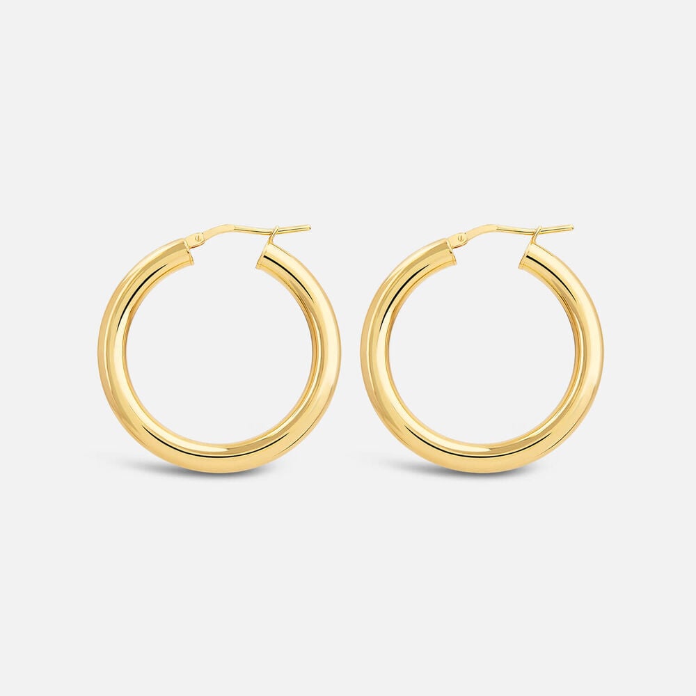 Yellow Gold Plated Sterling Silver 25mm Thick Hoop Earrings