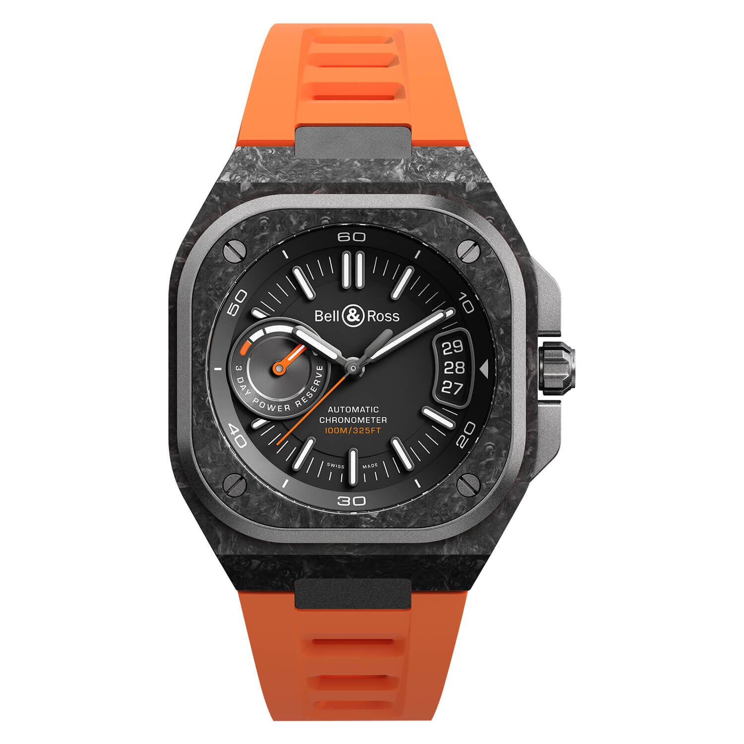 Orange top black watch