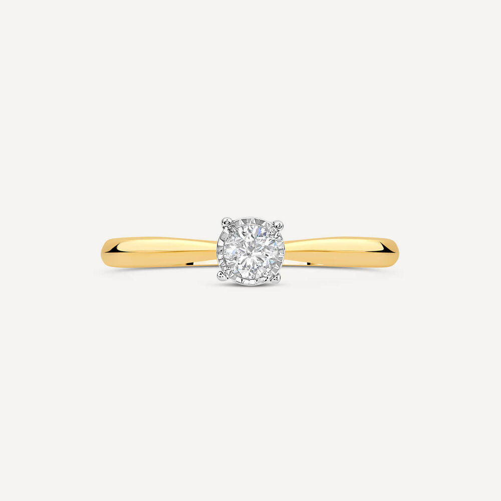 9ct Yellow Gold Illusion Solitaire 0.25ct Diamond Ring image number 1