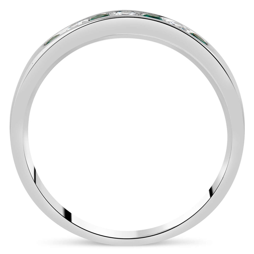 9ct white gold emerald and diamond ring image number 2