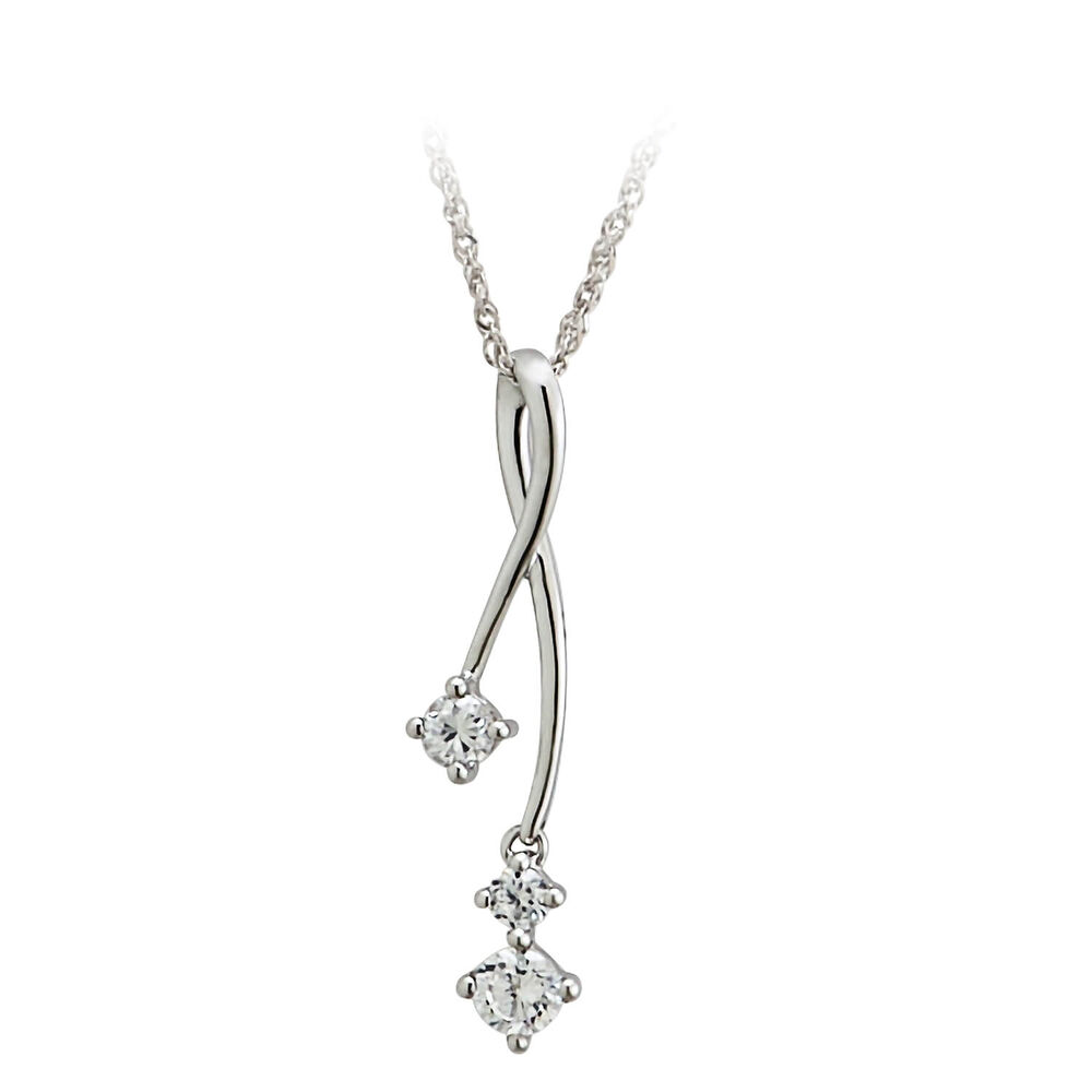 9ct White Gold Cubic Zirconia Pendant (Chain Included) image number 0