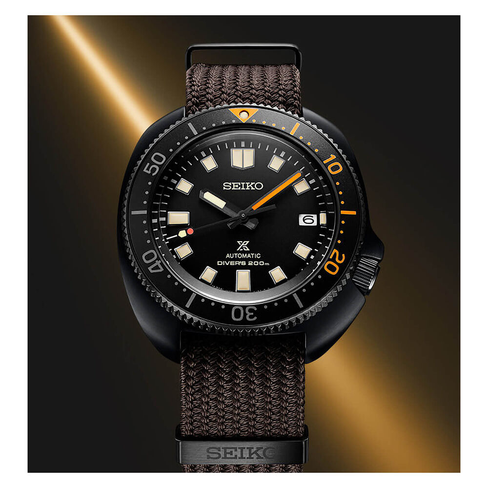 Seiko Prospex Black Series Limited Edition  Black Ceramic Case Brown  NATO Strap Watch at Fraser Hart