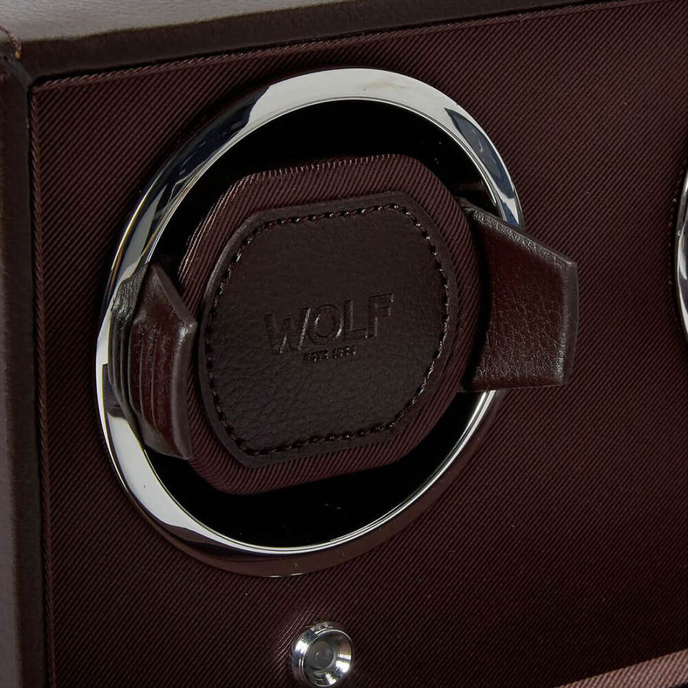 WOLF Cub Brown Double Watch Winder With Cover