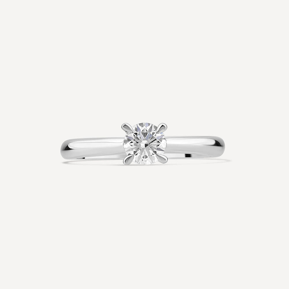 Platinum 0.41ct Round Diamond Four Claw Solitaire Ring image number 1