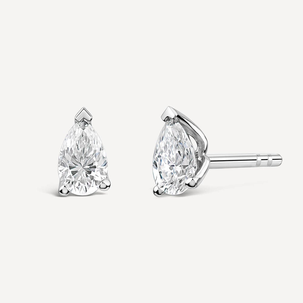 Born 9ct White Gold 0.50ct Lab Grown Pear Diamond Stud Earrings image number 1
