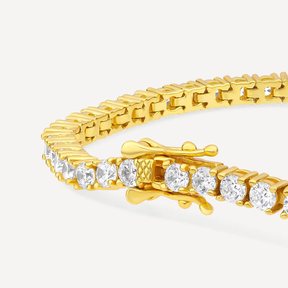 Sterling Silver Yellow Gold Plated Cubic Zirconia Tennis Bracelet