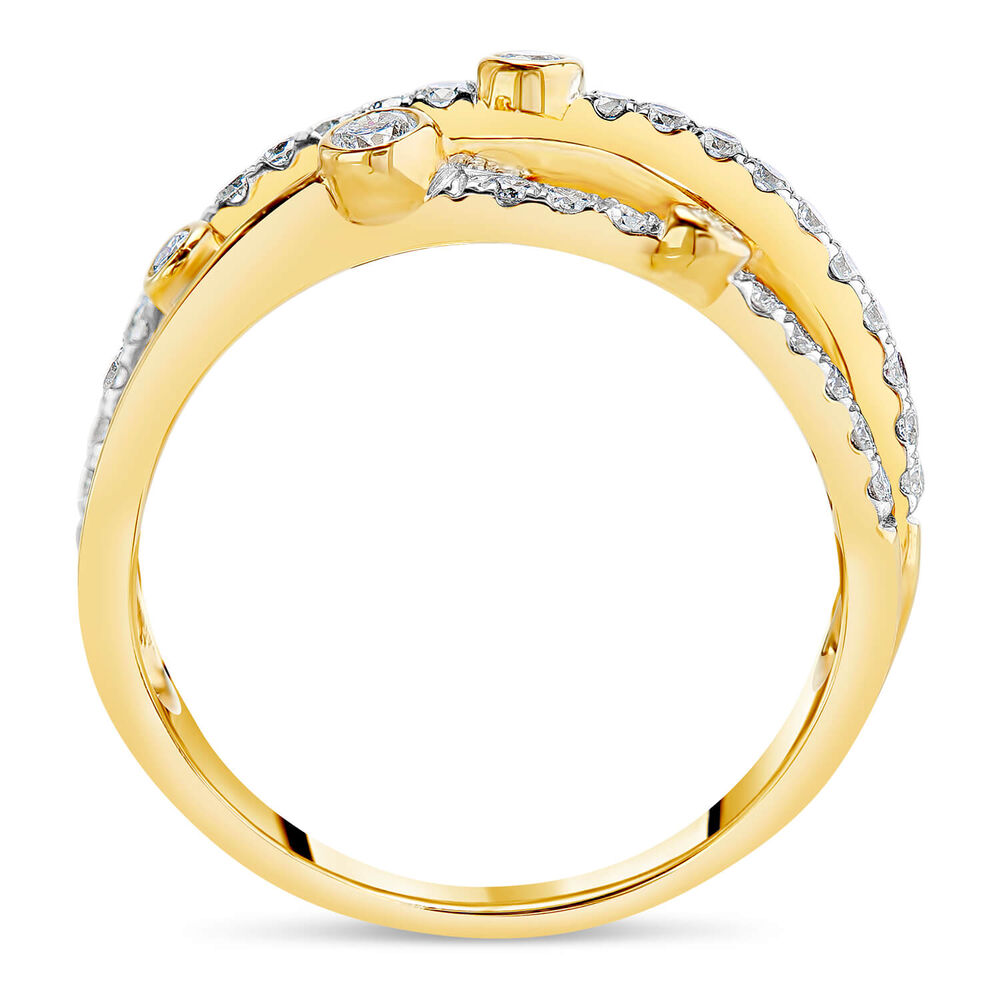9ct Yellow Gold 0.50ct Diamond Crossover Bubble Ring image number 2