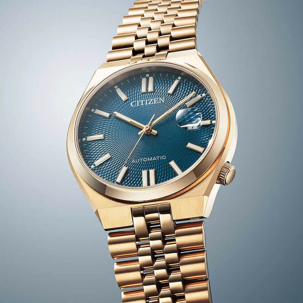 Citizen Tsuyosa 60 Automatic 40mm Blue Dial Rose Gold Toned Steel Bracelet Watch image number 2