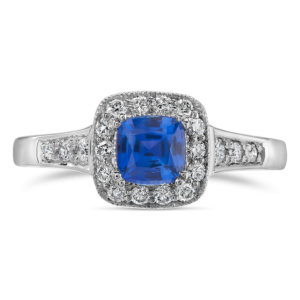 18ct white gold sapphire and 0.25 carat diamond ring image number 1