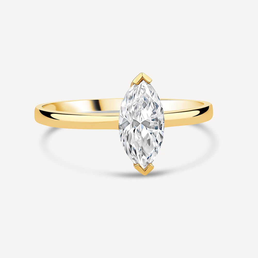 9ct Yellow Gold Marquise Cubic Zirconia Promise Ring image number 2