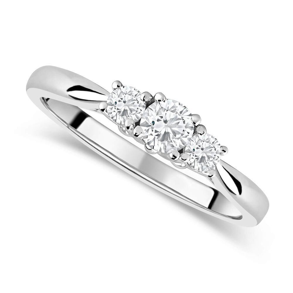 18ct White Gold 0.33ct Diamond Trilogy Tulip Setting Ring