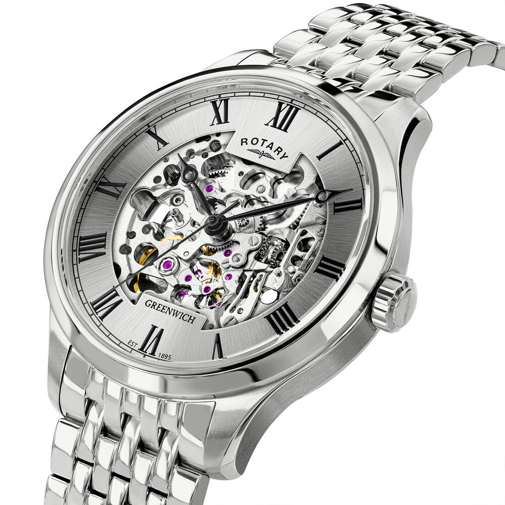 Rotary Greenwich 42mm Silver Dial Stainless Steel Bracelet Watch