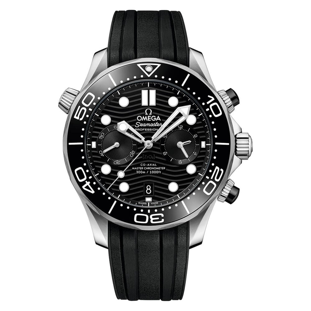 Omega Seamaster Diver 300 Chrono Black Dial Mens Black Strap Watch image number 0