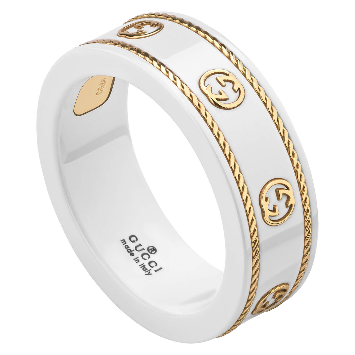 Gucci Icon 18ct Yellow Gold Zirconia Ring Size 13