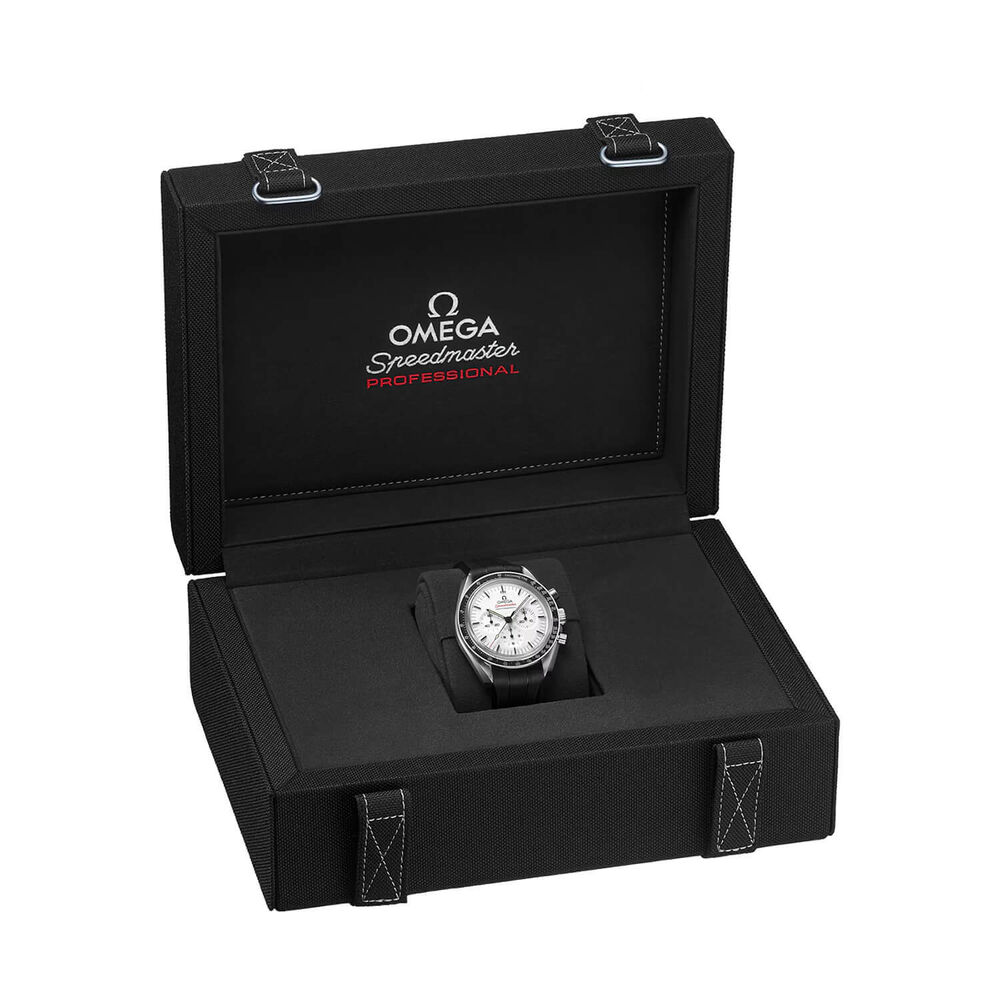 OMEGA Speedmaster Moonwatch Professional 42mm White Dial Black Rubber Strap Watch image number 6