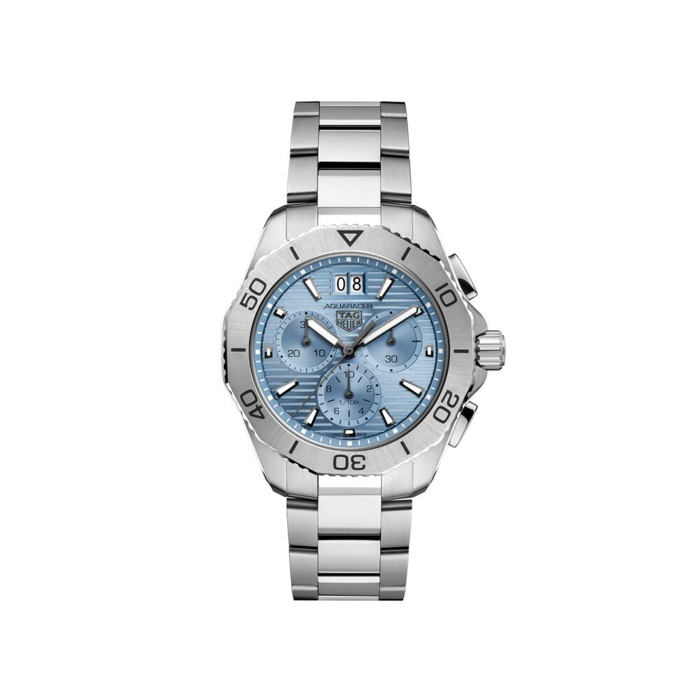TAG Heuer Aquaracer Professional 200 Chronograph 40mm Light Blue Dial Steel Bracelet Watch image number 0