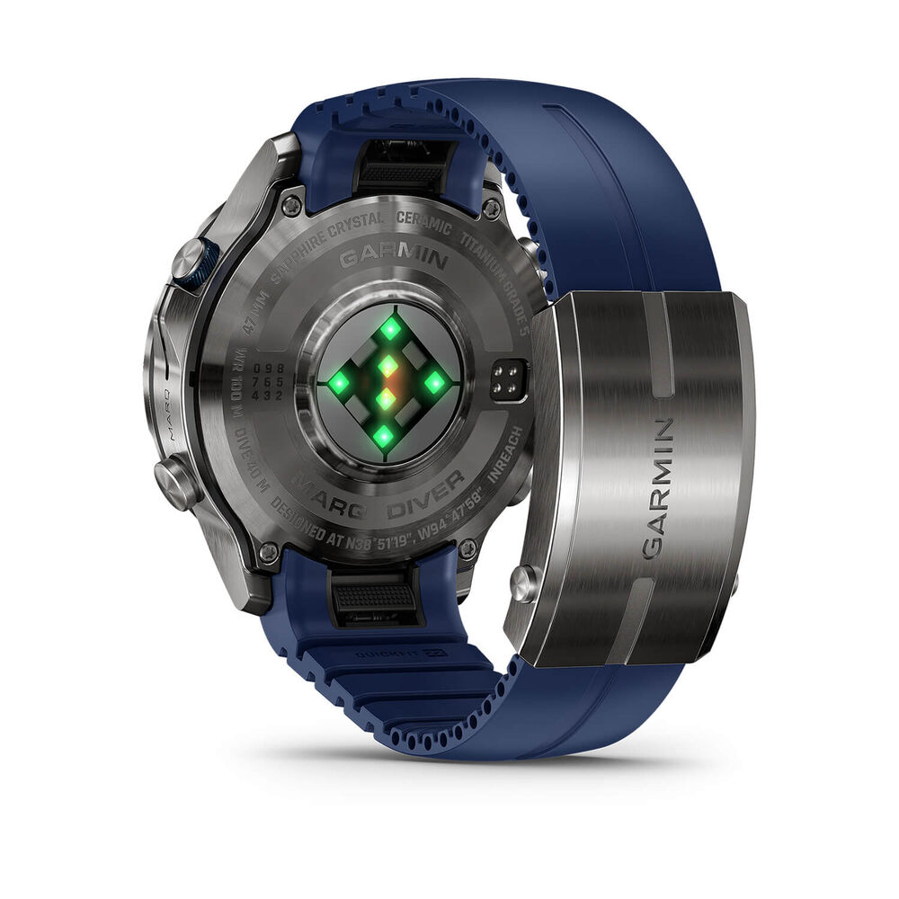 Garmin MARQ Diver (Gen 3) 47mm Grade 5 Titanium Case Blue Silicone Rubber Strap Watch