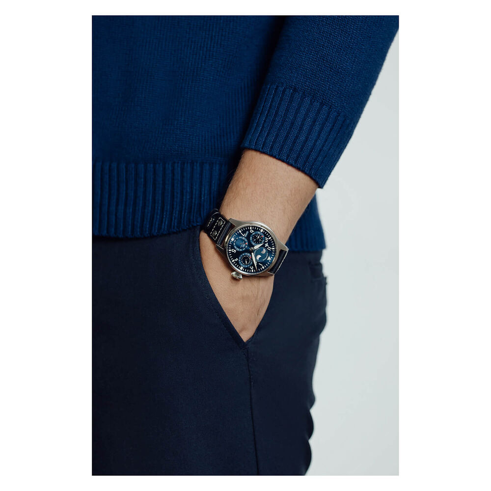 IWC Schaffhausen Big Pilot's Perpetual Calendar Blue Dial Blue Strap Watch