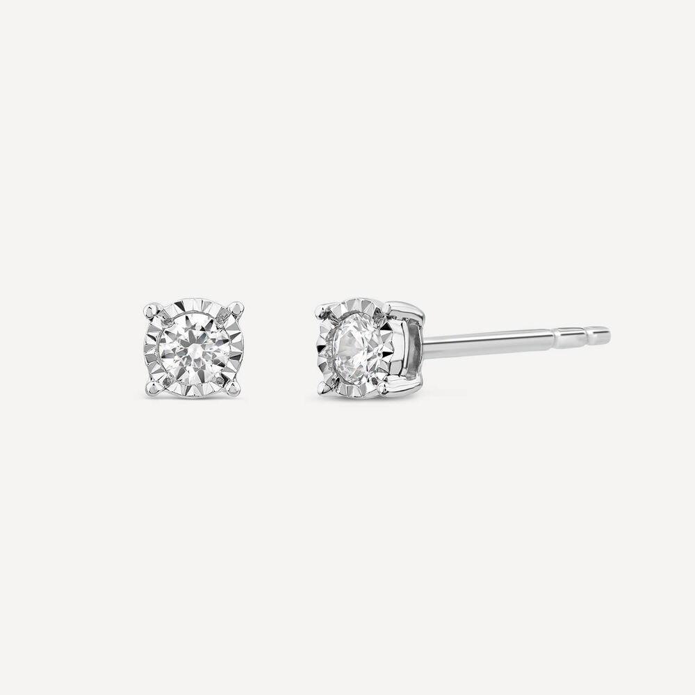 9ct white gold 0.12 carat diamond solitaire stud earrings