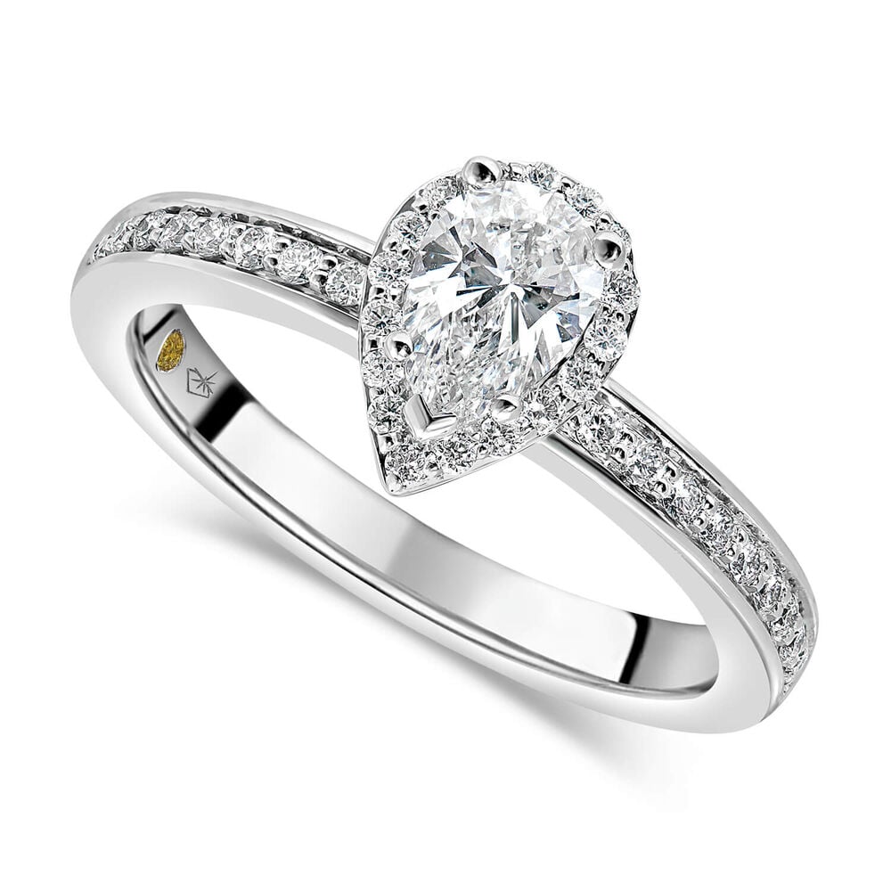 Northern Star 18ct White Gold 0.70ct Diamond Pear Halo Shoulders Ring