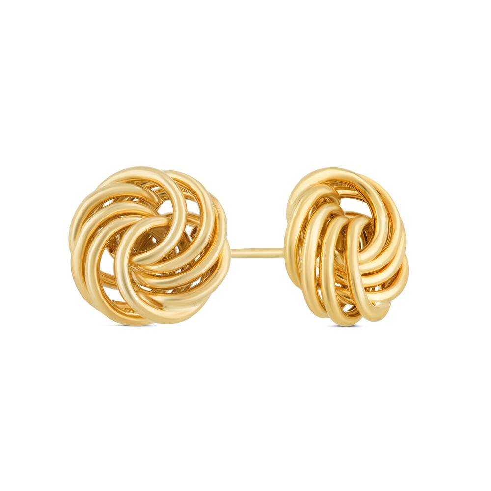 9ct Yellow Gold Multi Circle Knot Stud Earrings image number 1