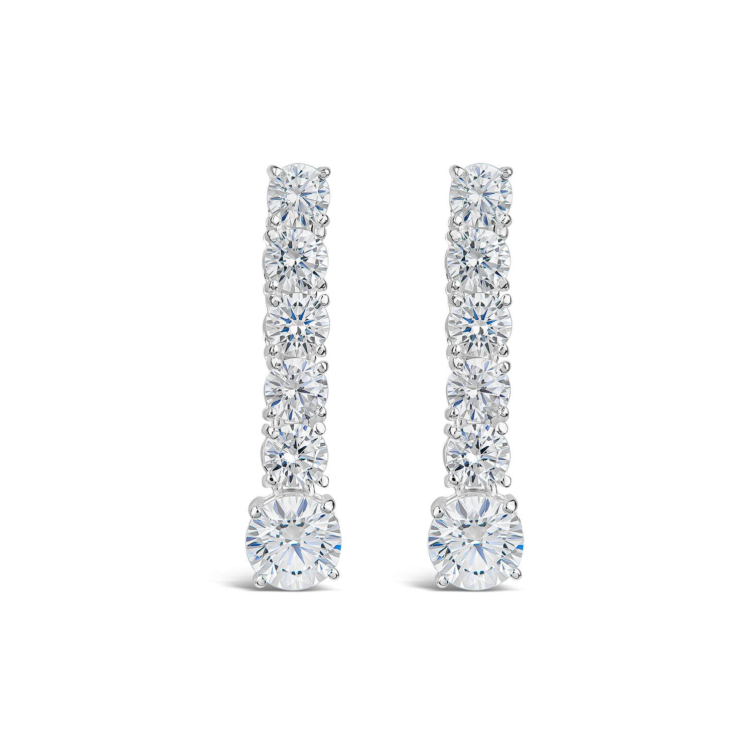 Sterling Silver 6 Stone Cubic Zirconia Drop Earrings