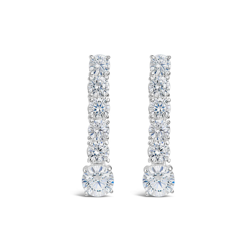 Sterling Silver 6 Stone Cubic Zirconia Drop Earrings image number 0