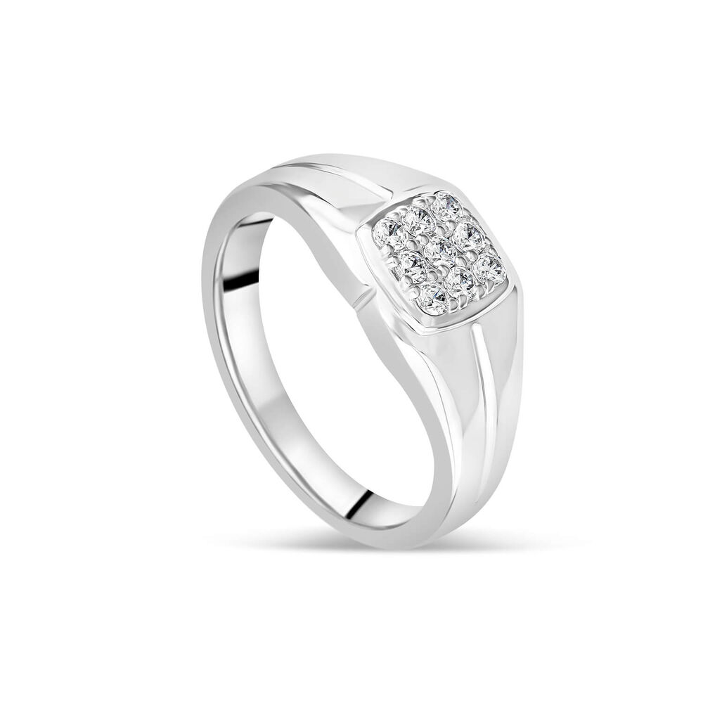Sterling Silver Cubic Zirconia Set Signet Ring image number 0