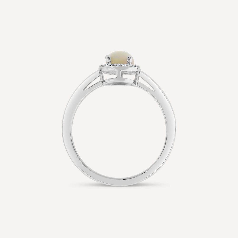 9ct White Gold 0.06ct Opal & Diamond Halo Ring image number 3