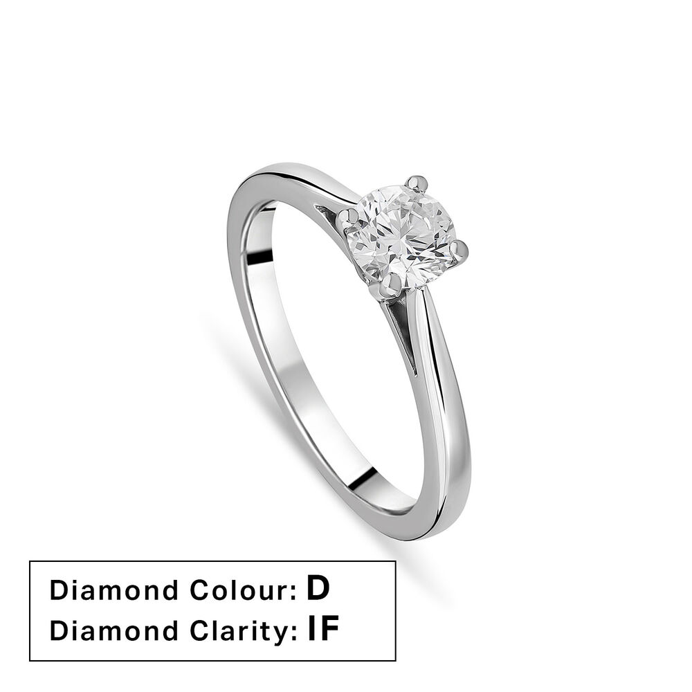 Platinum 0.60ct Round Diamond Four Claw Solitaire Ring