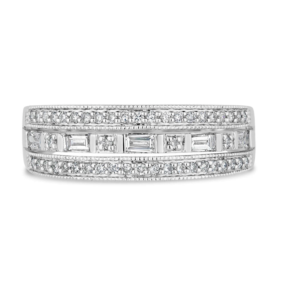 9ct White Gold 0.33ct Diamond Pave Set Wedding Ring