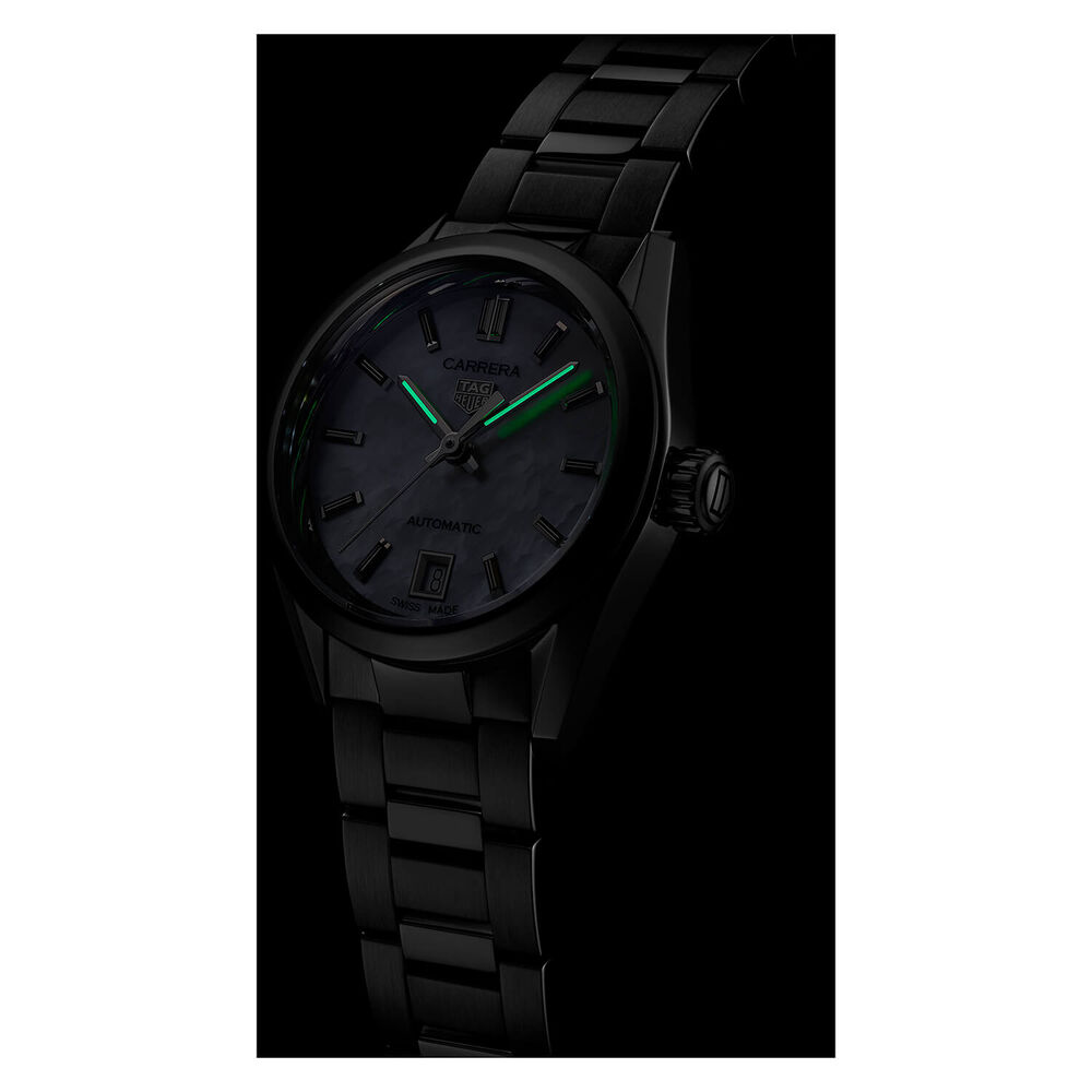 TAG Heuer Carrera Date 29mm Mother of Pearl Dial Stainless Steel Bracelet Watch image number 4