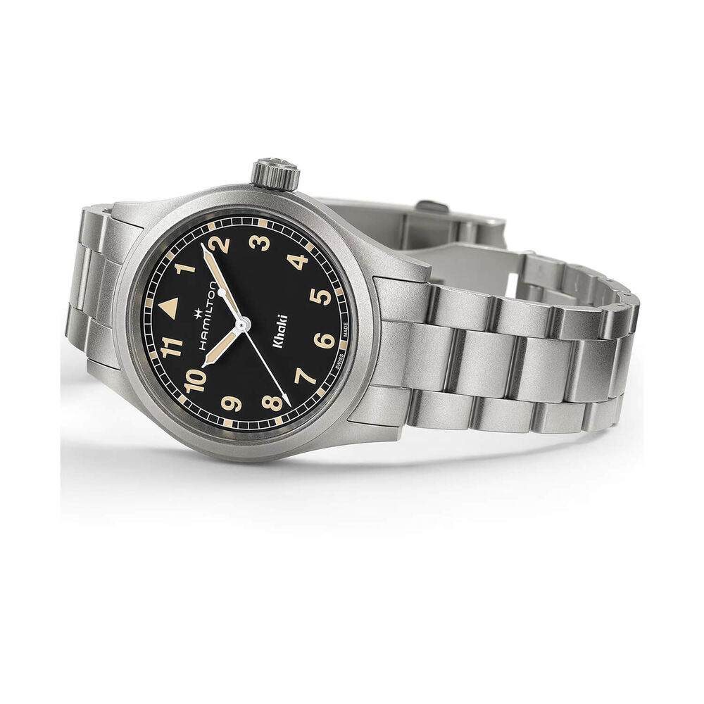 Hamilton Khaki Fields Quartz 38mm Black Dial Steel Bracelet Watch image number 3