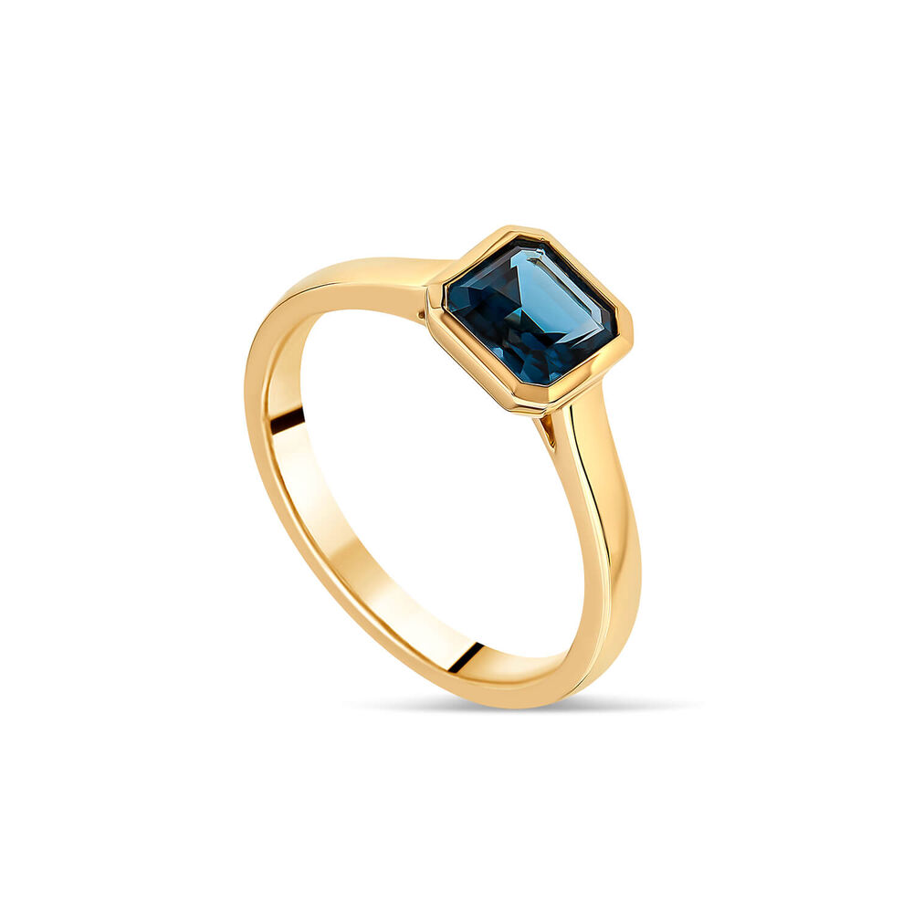 9ct Yellow Gold Cushion Blue Topaz Ring image number 0