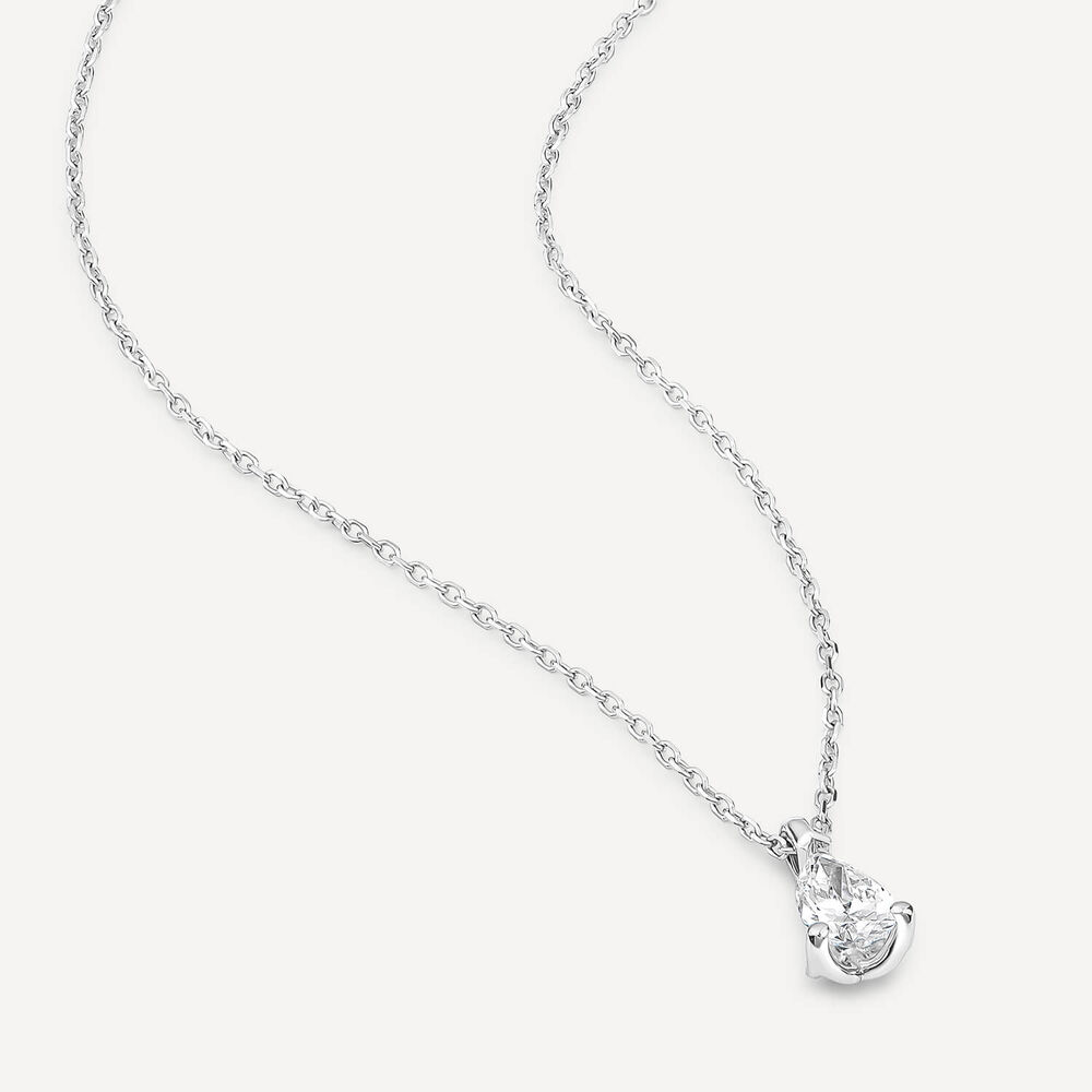 Born 9ct White Gold 0.30ct Lab Grown Pear Diamond Pendant image number 2