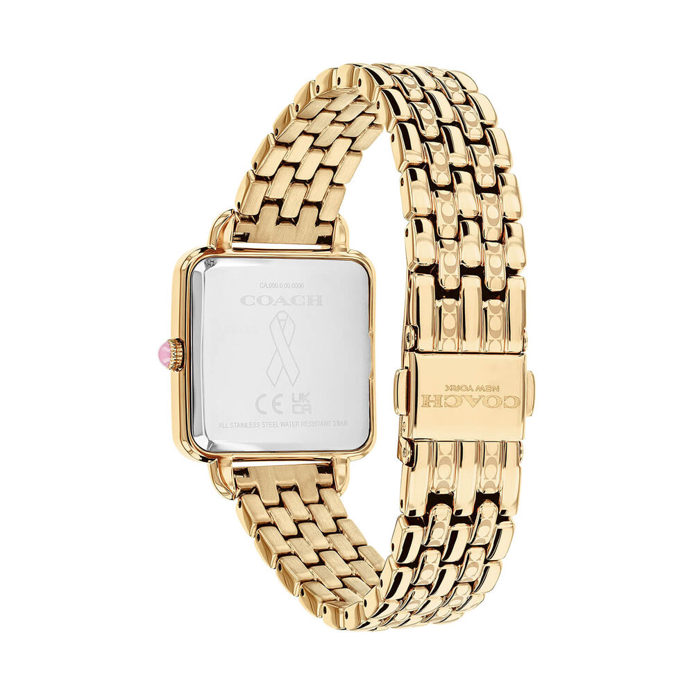 Coach Cass 28mm Pink Dial Gold Tone Steel Bracelet Watch