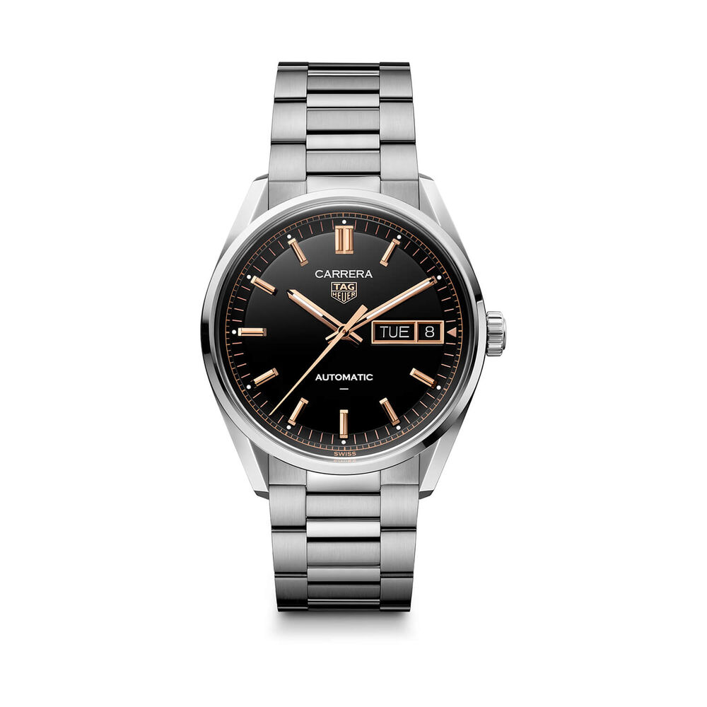 TAG Heuer Carrera Day-Date 41mm Black Dial Stainless Steel Bracelet Watch