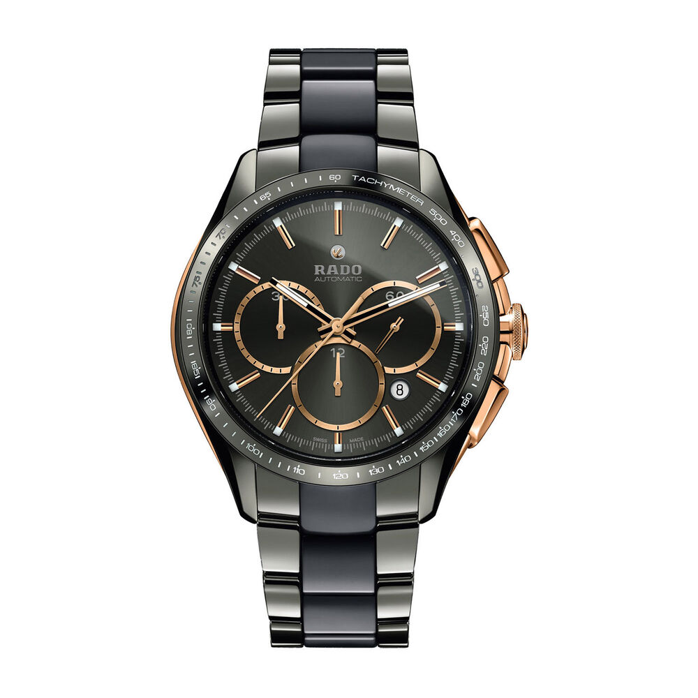 Pre-Owned Rado HyperChrome Chronograph 45mm Black Dial Ceramic Bracelet Watch