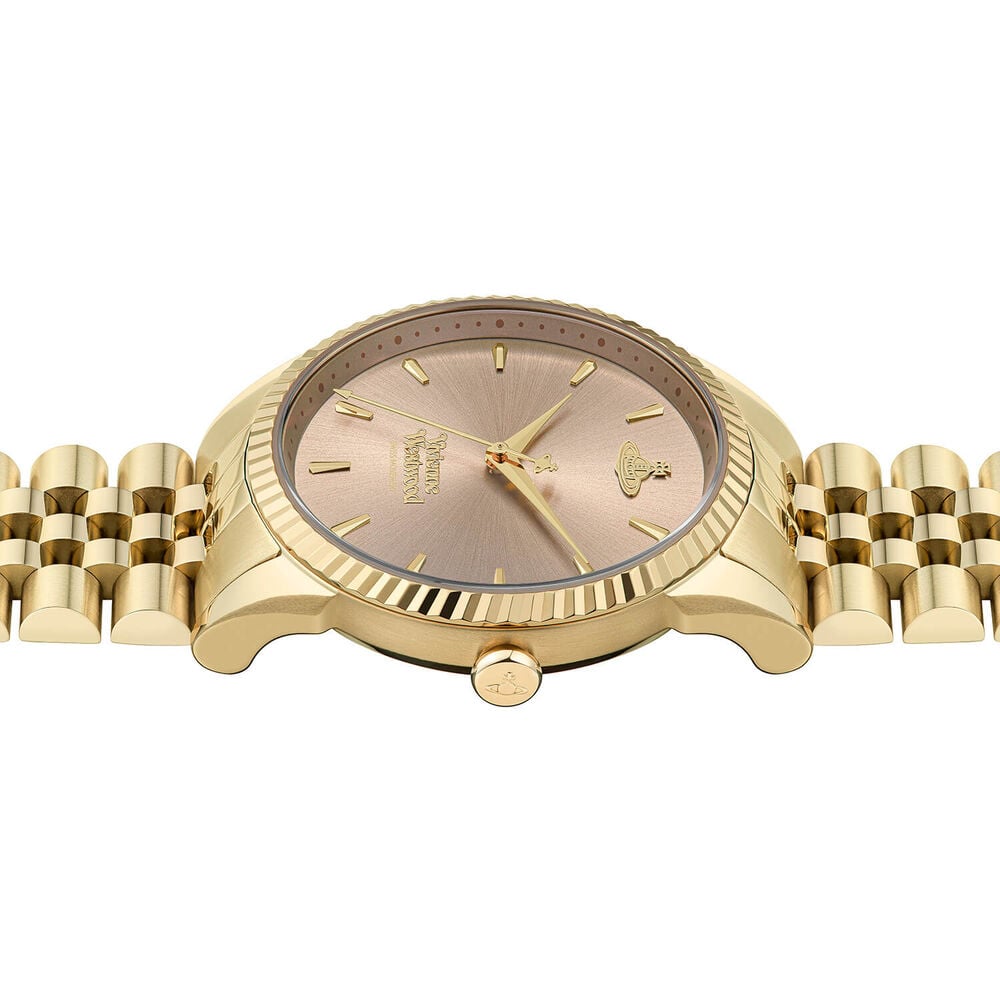 Vivienne Westwood Seymour 38mm Pink Dial Yellow Gold Steel Bracelet Watch image number 3