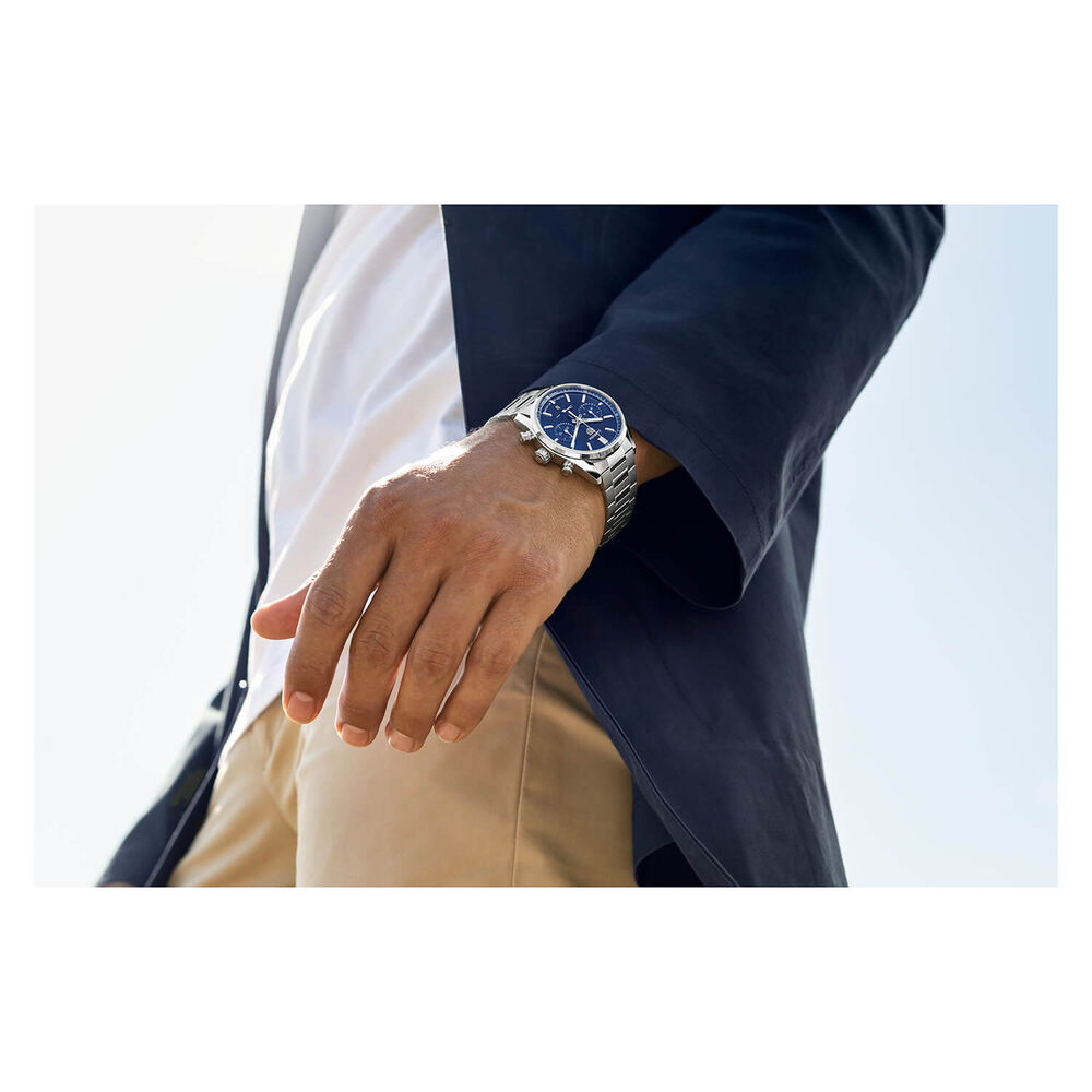 TAG Heuer Carrera 42mm Blue Dial Chronograph Steel Case Bracelet Watch image number 4