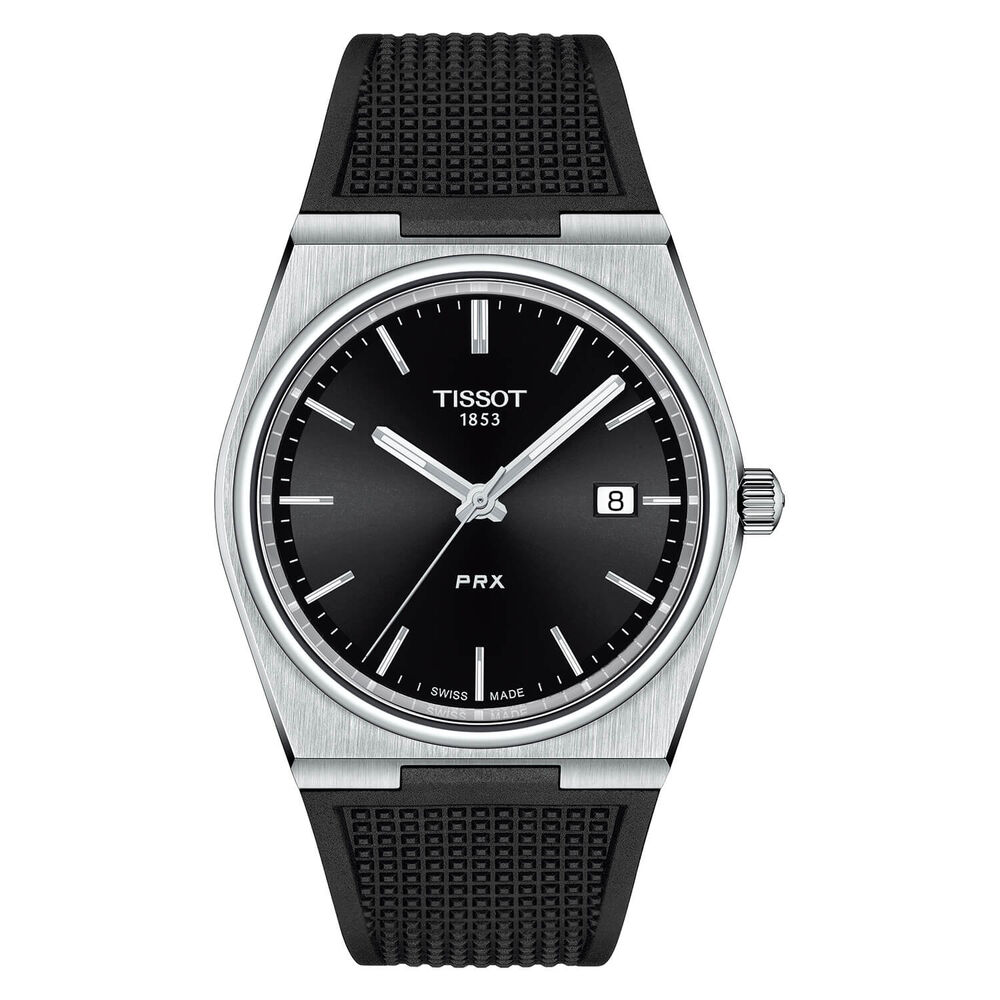 Tissot PRX Quartz 40mm Black Dial Black Rubber Strap Watch