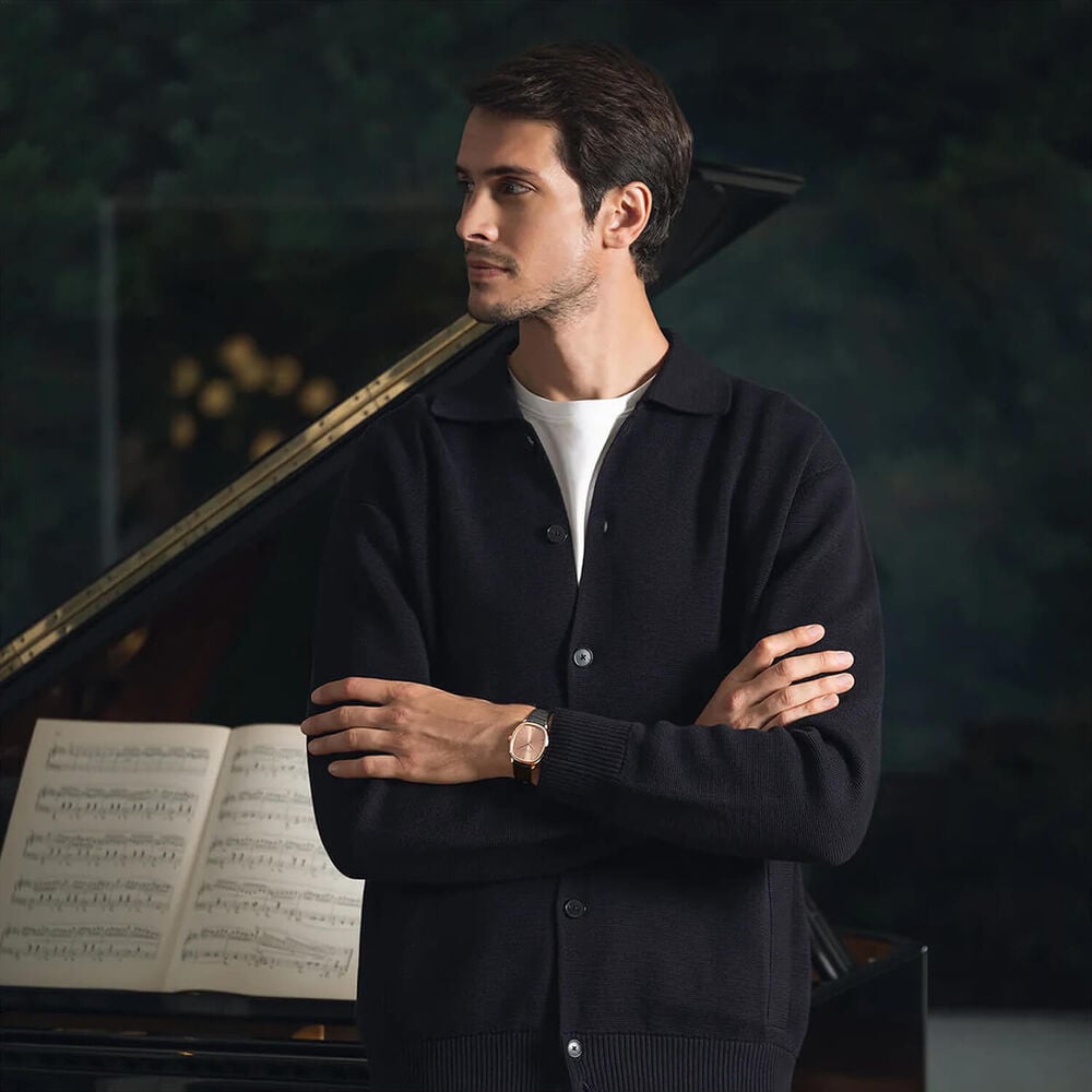 Raymond Weil Toccata Heritage 38mm Copper Dial Grey Leather Strap Watch image number 4