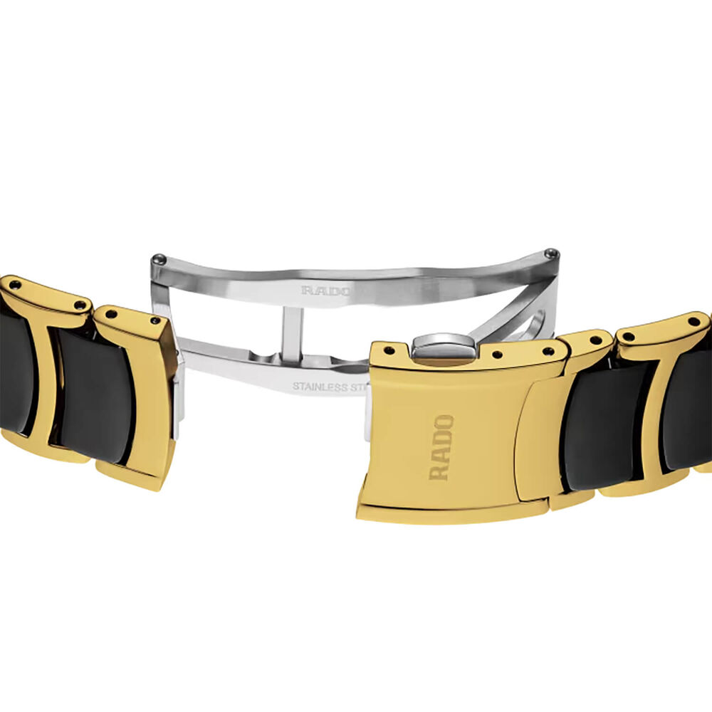 Rado Centrix Diamonds 39.5mm Black Dial Ceramic & Gold PVD Steel Bracelet Watch image number 4