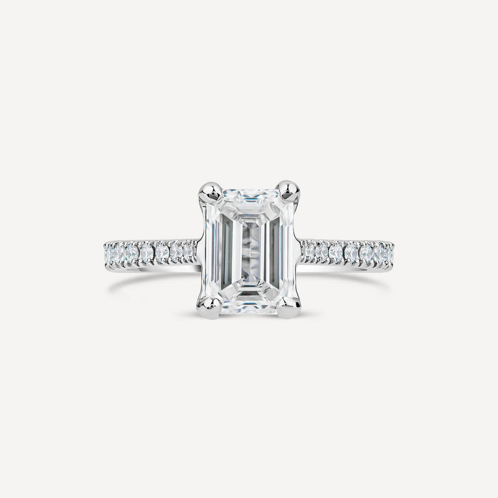 Born Platinum 1.90ct Lab Grown Emerald Cut & Diamond Sides Ring